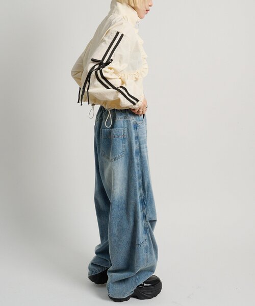 w closet(ダブルクローゼット)の「タックボリュームデニム(デニムパンツ・レディース・ベージュ/ブルー/ブラック・MEDIUM/SMALL)」の8枚目の写真