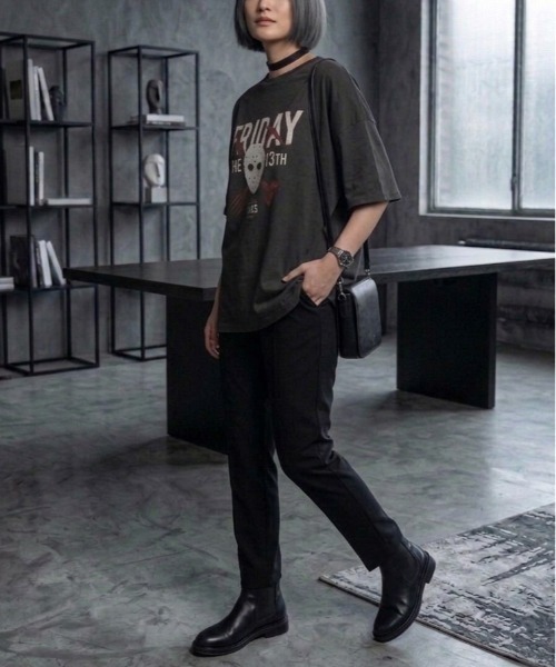 ALWAYS GOOD TIME(オルウェイズグッドタイム)の「【FRIDAYTHE13TH/13日の金曜日】USD加工ジェイソンプリント半袖Tシャツ/Movie Tee/ユニセックス(Tシャツ/カットソー・メンズ・ブラック系その他/スミクロ・LL/L/M)」の11枚目の写真