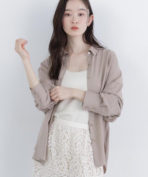 N.（N. Natural Beauty Basic）（エヌエヌナチュラルビューティーベーシック）の「リネンブレンドシャツ（シャツ/ブラウス・レディース・レッド/ネイビー/ラベンダー/ベージュ・FREE）」の9枚目の写真