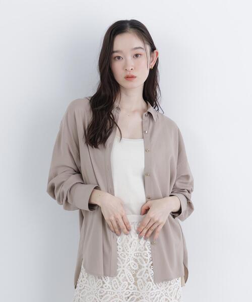 N.（N. Natural Beauty Basic）（エヌエヌナチュラルビューティーベーシック）の「リネンブレンドシャツ（シャツ/ブラウス・レディース・レッド/ネイビー/ラベンダー/ベージュ・FREE）」の12枚目の写真