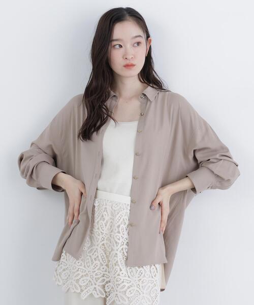 N.（N. Natural Beauty Basic）（エヌエヌナチュラルビューティーベーシック）の「リネンブレンドシャツ（シャツ/ブラウス・レディース・レッド/ネイビー/ラベンダー/ベージュ・FREE）」の13枚目の写真