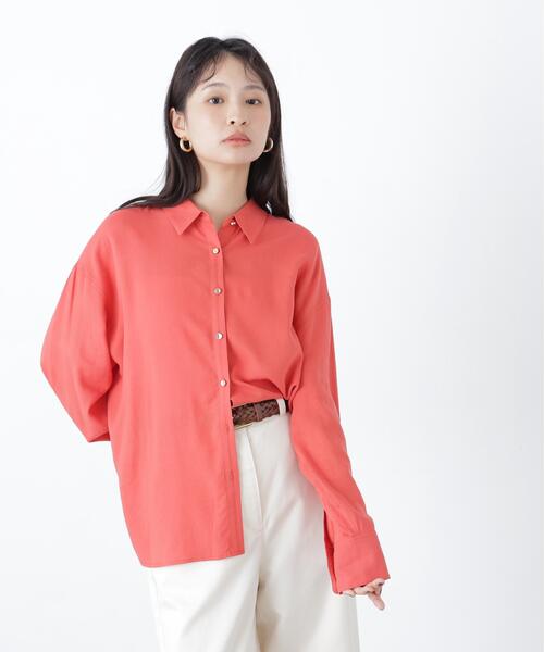 N.（N. Natural Beauty Basic）（エヌエヌナチュラルビューティーベーシック）の「リネンブレンドシャツ（シャツ/ブラウス・レディース・レッド/ネイビー/ラベンダー/ベージュ・FREE）」の7枚目の写真