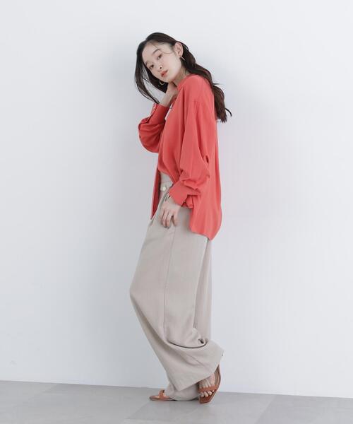 N.（N. Natural Beauty Basic）（エヌエヌナチュラルビューティーベーシック）の「リネンブレンドシャツ（シャツ/ブラウス・レディース・レッド/ネイビー/ラベンダー/ベージュ・FREE）」の8枚目の写真