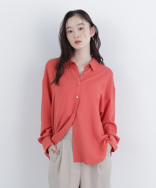 N.（N. Natural Beauty Basic）（エヌエヌナチュラルビューティーベーシック）の「リネンブレンドシャツ（シャツ/ブラウス・レディース・レッド/ネイビー/ラベンダー/ベージュ・FREE）」の9枚目の写真