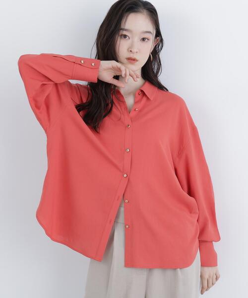N.（N. Natural Beauty Basic）（エヌエヌナチュラルビューティーベーシック）の「リネンブレンドシャツ（シャツ/ブラウス・レディース・レッド/ネイビー/ラベンダー/ベージュ・FREE）」の10枚目の写真