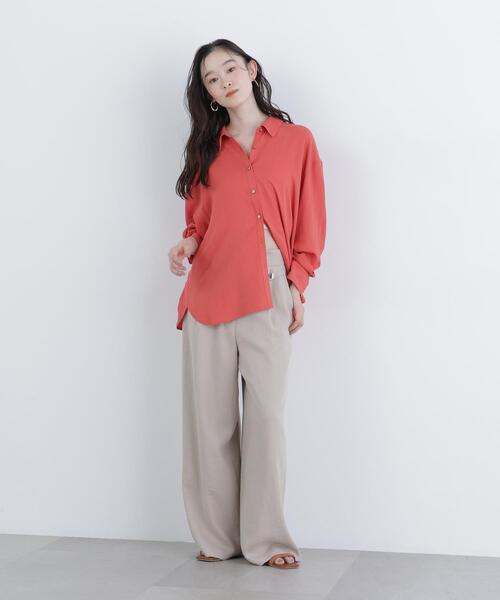 N.（N. Natural Beauty Basic）（エヌエヌナチュラルビューティーベーシック）の「リネンブレンドシャツ（シャツ/ブラウス・レディース・レッド/ネイビー/ラベンダー/ベージュ・FREE）」の11枚目の写真