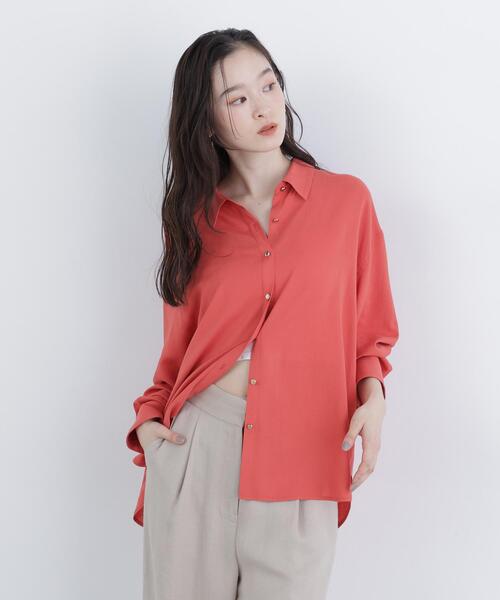 N.（N. Natural Beauty Basic）（エヌエヌナチュラルビューティーベーシック）の「リネンブレンドシャツ（シャツ/ブラウス・レディース・レッド/ネイビー/ラベンダー/ベージュ・FREE）」の12枚目の写真