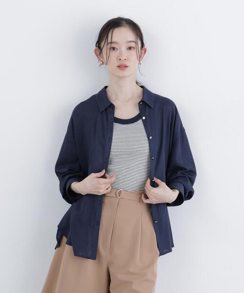 N.（N. Natural Beauty Basic）（エヌエヌナチュラルビューティーベーシック）の「リネンブレンドシャツ（シャツ/ブラウス・レディース・レッド/ネイビー/ラベンダー/ベージュ・FREE）」の15枚目の写真