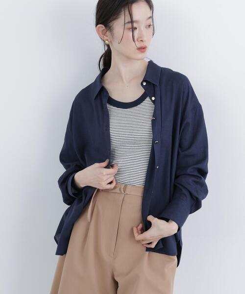 N.（N. Natural Beauty Basic）（エヌエヌナチュラルビューティーベーシック）の「リネンブレンドシャツ（シャツ/ブラウス・レディース・レッド/ネイビー/ラベンダー/ベージュ・FREE）」の18枚目の写真