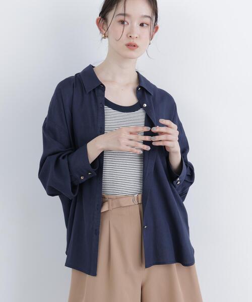 N.（N. Natural Beauty Basic）（エヌエヌナチュラルビューティーベーシック）の「リネンブレンドシャツ（シャツ/ブラウス・レディース・レッド/ネイビー/ラベンダー/ベージュ・FREE）」の19枚目の写真