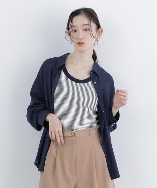 N.（N. Natural Beauty Basic）（エヌエヌナチュラルビューティーベーシック）の「リネンブレンドシャツ（シャツ/ブラウス・レディース・レッド/ネイビー/ラベンダー/ベージュ・FREE）」の21枚目の写真