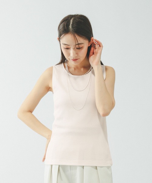 GLOBAL WORK（グローバルワーク）の「サラサラDRYクルータンク/636756（タンクトップ・レディース・オフホワイト/グレー/ブラック/ベージュ/ダークブラウン・MEDIUM/LARGE）」の8枚目の写真