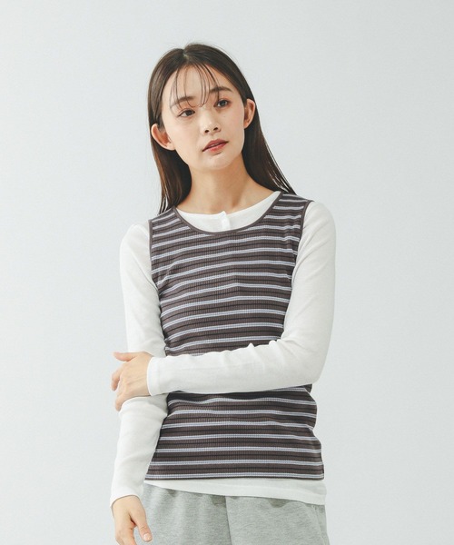 GLOBAL WORK（グローバルワーク）の「サラサラDRYクルータンク/636756（タンクトップ・レディース・オフホワイト/グレー/ブラック/ベージュ/ダークブラウン・MEDIUM/LARGE）」の16枚目の写真