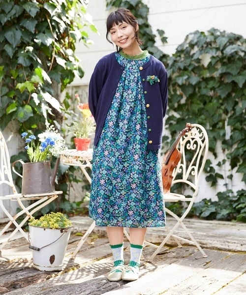Jocomomola（ホコモモラ）の「El Rucio フラワープリントレースワンピース［オケージョン］（ワンピース・レディース・アイボリー/ブラック・40/42）」の2枚目の写真