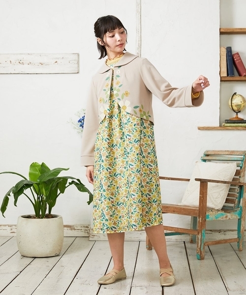 Jocomomola（ホコモモラ）の「El Rucio フラワープリントレースワンピース［オケージョン］（ワンピース・レディース・アイボリー/ブラック・40/42）」の12枚目の写真