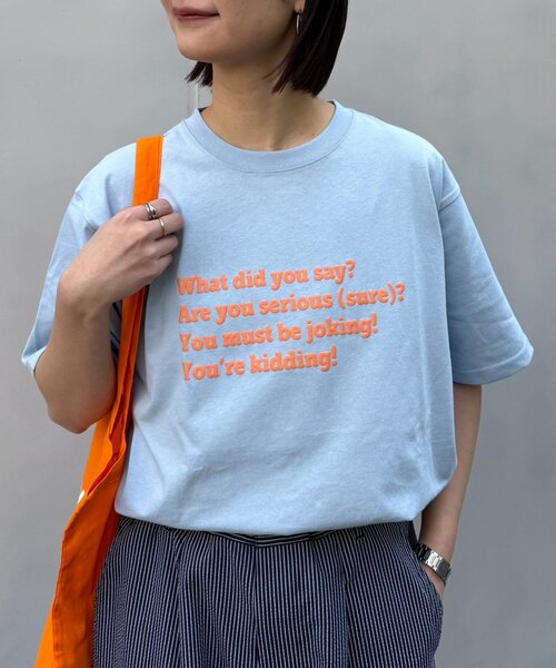 CIAOPANIC TYPY(チャオパニックティピー)の「【UNISEX】【プラスサイズあり】ポコポコメッセージロゴTEE(Tシャツ/カットソー・メンズ・グリーン/ホワイト/ピンク/サックスブルー/グレイッシュベージュ/ブラック/ネイビー/グレー・MEDIUM/LARGE/XX-LARGE)」の7枚目の写真