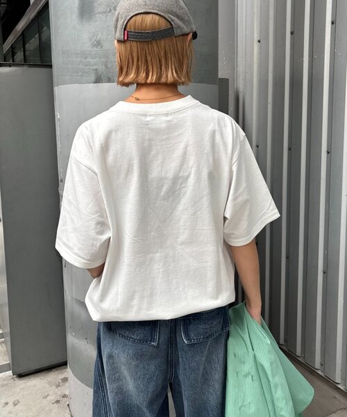 CIAOPANIC TYPY(チャオパニックティピー)の「【UNISEX】【プラスサイズあり】ポコポコメッセージロゴTEE(Tシャツ/カットソー・メンズ・グリーン/ホワイト/ピンク/サックスブルー/グレイッシュベージュ/ブラック/ネイビー/グレー・MEDIUM/LARGE/XX-LARGE)」の22枚目の写真