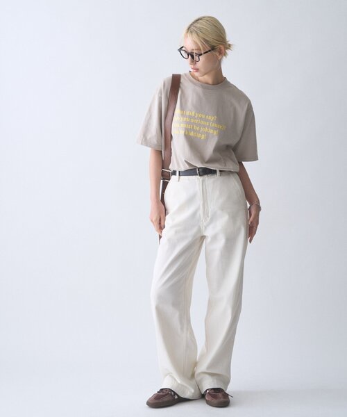 CIAOPANIC TYPY(チャオパニックティピー)の「【UNISEX】【プラスサイズあり】ポコポコメッセージロゴTEE(Tシャツ/カットソー・レディース・グリーン/ホワイト/ピンク/サックスブルー/グレイッシュベージュ/ブラック/ネイビー/グレー・MEDIUM/LARGE/XX-LARGE)」の11枚目の写真