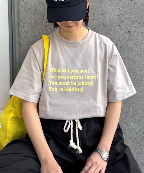 CIAOPANIC TYPY(チャオパニックティピー)の「【UNISEX】【プラスサイズあり】ポコポコメッセージロゴTEE(Tシャツ/カットソー・レディース・グリーン/ホワイト/ピンク/サックスブルー/グレイッシュベージュ/ブラック/ネイビー/グレー・MEDIUM/LARGE/XX-LARGE)」の21枚目の写真