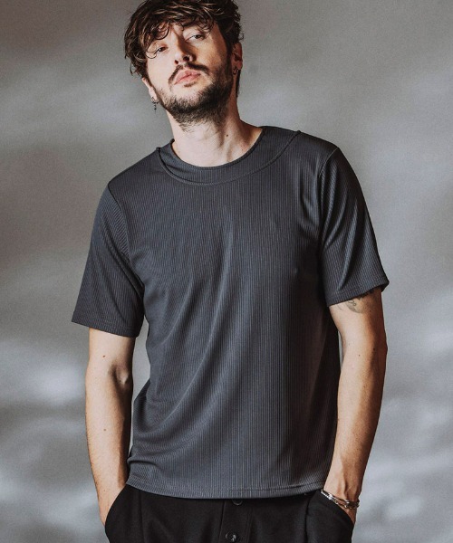 NO ID.(ノーアイディ)の「mt10455- レイヤードネックPO Tシャツ(858006-466T)(Tシャツ/カットソー・メンズ・ブラック/ホワイト/グレー・1/2)」の3枚目の写真