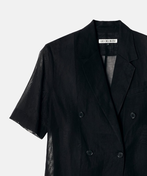 LE CIEL BLEU（ルシェルブルー）の「シアーダブルブレステッドSSジャケット / Sheer Double Breasted SS Jacket（シャツ/ブラウス・レディース・ブラウン/オフホワイト/ブラック・36）」の19枚目の写真