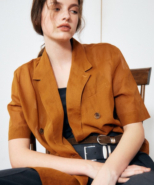 LE CIEL BLEU(ルシェルブルー)の「シアーダブルブレステッドSSジャケット / Sheer Double Breasted SS Jacket(シャツ/ブラウス・レディース・ブラウン/オフホワイト/ブラック・36)」の22枚目の写真