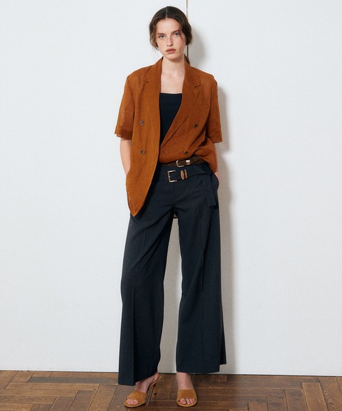 LE CIEL BLEU（ルシェルブルー）の「シアーダブルブレステッドSSジャケット / Sheer Double Breasted SS Jacket（シャツ/ブラウス・レディース・ブラウン/オフホワイト/ブラック・36）」の21枚目の写真