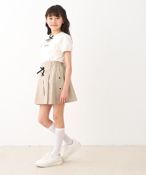 coca（coca）（コカ）の「キッズ ハートラインプリーツスカート（スカート・キッズ・ブラック/ライトベージュ・120/130/140/150）」の4枚目の写真