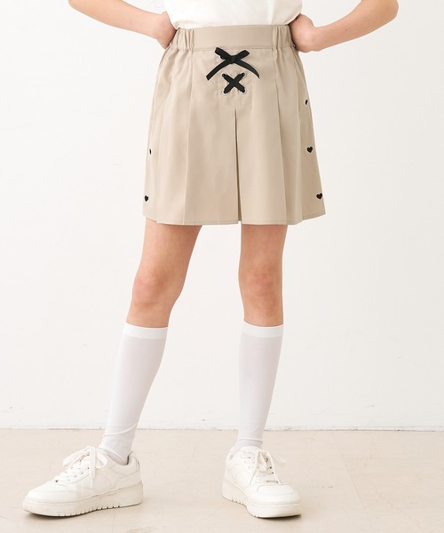 coca（coca）（コカ）の「キッズ ハートラインプリーツスカート（スカート・キッズ・ブラック/ライトベージュ・120/130/140/150）」の7枚目の写真