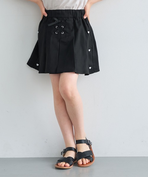 coca（coca）（コカ）の「キッズ ハートラインプリーツスカート（スカート・キッズ・ブラック/ライトベージュ・120/130/140/150）」の10枚目の写真