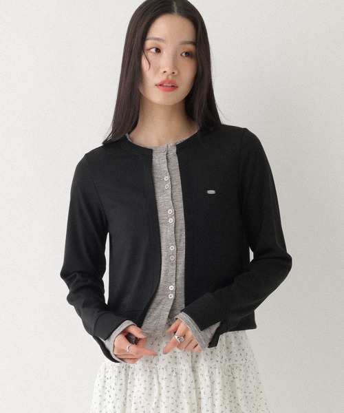 Heather(ヘザー)の「配色ドッキングカットソー 664027(Tシャツ/カットソー・レディース・ベージュ/ブラック/グレー・FREE)」の1枚目の写真