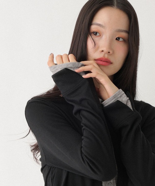 Heather(ヘザー)の「配色ドッキングカットソー 664027(Tシャツ/カットソー・レディース・ベージュ/ブラック/グレー・FREE)」の5枚目の写真
