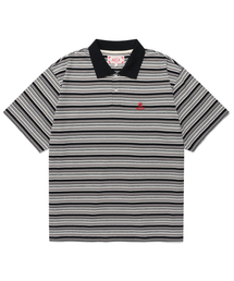 AECA（エイカ）の「BLEACH WASHED STRIPE HALF SLEEVE PK TEE-BLACK（ポロシャツ）」