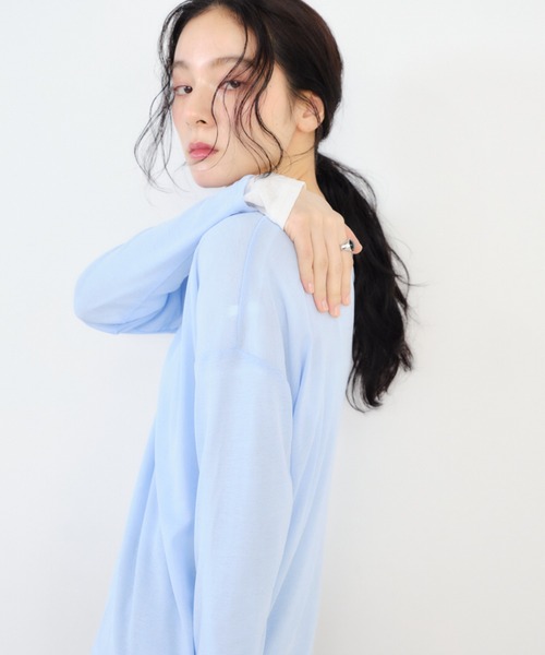 Shelly island(シェリーアイランド)の「シアーロンT(Tシャツ/カットソー・レディース・ホワイト/ブルー/ブラック・FREE)」の19枚目の写真