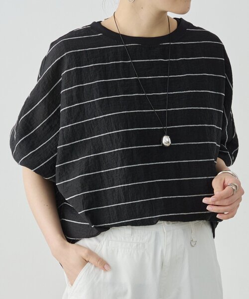 LIVETART(リヴェタート)の「《4/2(木)18:00予約開始》シアーボーダーシャツTee(シャツ/ブラウス・レディース・ホワイト/ライトグレー/ブラック/レッド・FREE)」の1枚目の写真