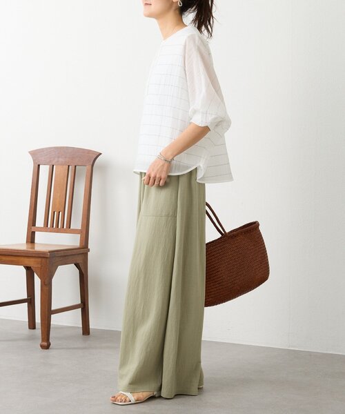 LIVETART(リヴェタート)の「《4/2(木)18:00予約開始》シアーボーダーシャツTee(シャツ/ブラウス・レディース・ホワイト/ライトグレー/ブラック/レッド・FREE)」の8枚目の写真