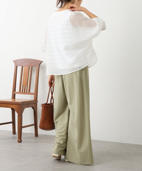 LIVETART(リヴェタート)の「《4/2(木)18:00予約開始》シアーボーダーシャツTee(シャツ/ブラウス・レディース・ホワイト/ライトグレー/ブラック/レッド・FREE)」の9枚目の写真