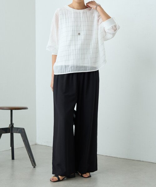 LIVETART(リヴェタート)の「《4/2(木)18:00予約開始》シアーボーダーシャツTee(シャツ/ブラウス・レディース・ホワイト/ライトグレー/ブラック/レッド・FREE)」の12枚目の写真