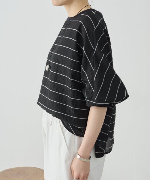 LIVETART(リヴェタート)の「《4/2(木)18:00予約開始》シアーボーダーシャツTee(シャツ/ブラウス・レディース・ホワイト/ライトグレー/ブラック/レッド・FREE)」の16枚目の写真