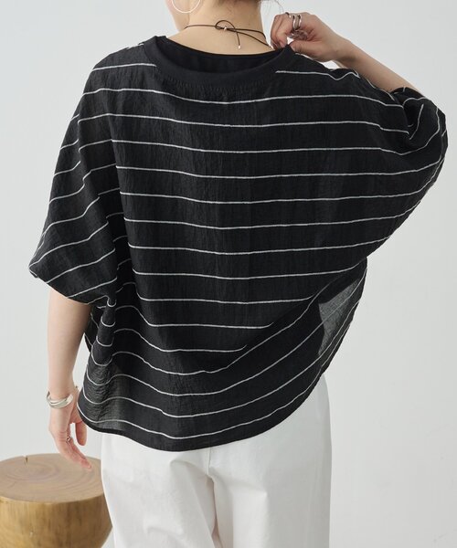 LIVETART(リヴェタート)の「《4/2(木)18:00予約開始》シアーボーダーシャツTee(シャツ/ブラウス・レディース・ホワイト/ライトグレー/ブラック/レッド・FREE)」の17枚目の写真