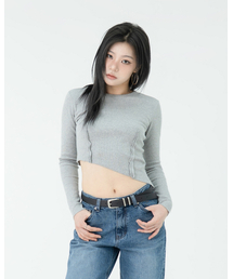 W Diagonal Long Sleeved/Melange Grey