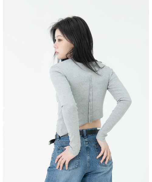 PHOS333(フォースサンサンサン)の「W Diagonal Long Sleeved/Melange Grey(Tシャツ/カットソー・レディース・その他・FREE)」の6枚目の写真
