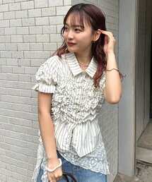 セール】【着回し抜群/SETアイテム】シアーシャツビスチェSET（シャツ
