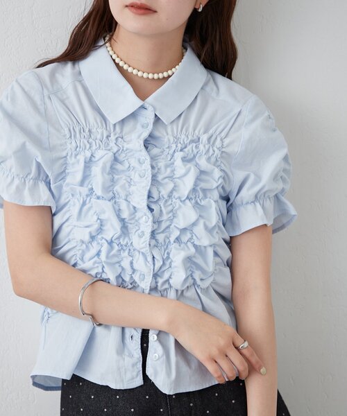 mystic(ミスティック)の「シャーリングシェイプシャツ(シャツ/ブラウス・レディース・ブラック/オフホワイト/アイボリー/ブルー・FREE)」の16枚目の写真