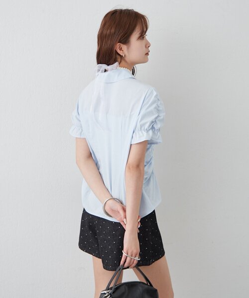 mystic(ミスティック)の「シャーリングシェイプシャツ(シャツ/ブラウス・レディース・ブラック/オフホワイト/アイボリー/ブルー・FREE)」の14枚目の写真