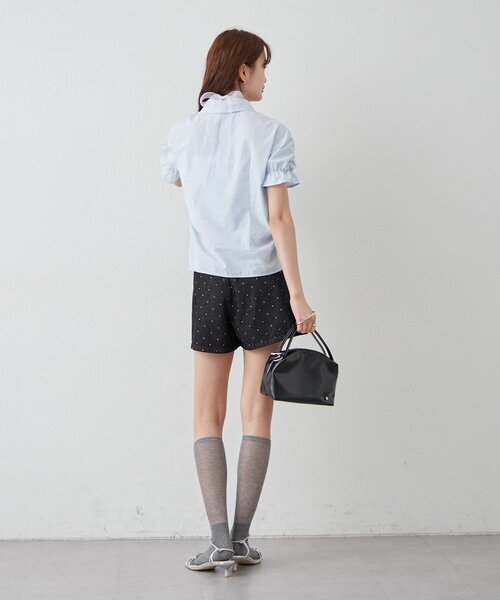 mystic（ミスティック）の「《＠___s_m17 セレクト/IVO》シャーリングシェイプシャツ（シャツ/ブラウス・レディース・ブラック/オフホワイト/アイボリー/ブルー・FREE）」の22枚目の写真