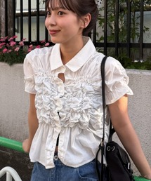 《@___s_m17 セレクト/IVO》【WEB限定NVY/新色PNK】 シャーリングシェイプシャツ