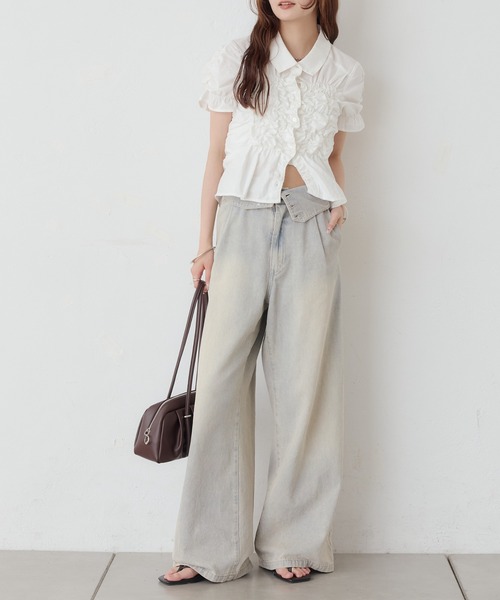 mystic(ミスティック)の「《@___s_m17 セレクト/IVO》【WEB限定NVY/新色PNK】 シャーリングシェイプシャツ(シャツ/ブラウス・レディース・ブラック/オフホワイト/アイボリー/ブルー/ネイビー/ピンク・FREE)」の10枚目の写真