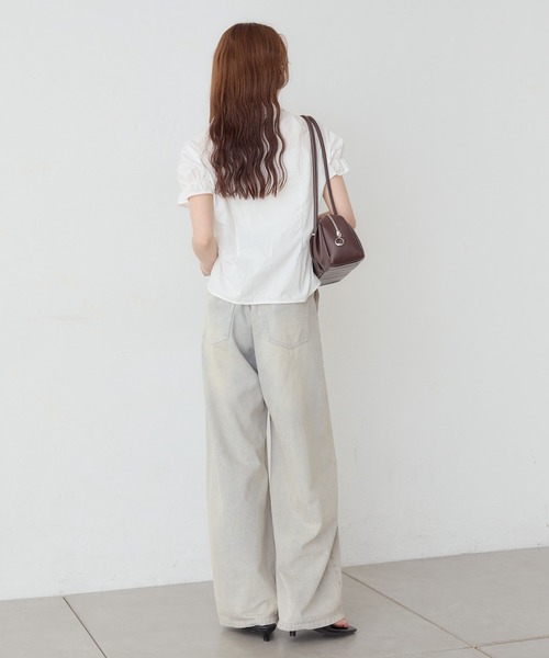 mystic(ミスティック)の「《@___s_m17 セレクト/IVO》【WEB限定NVY/新色PNK】 シャーリングシェイプシャツ(シャツ/ブラウス・レディース・ブラック/オフホワイト/アイボリー/ブルー/ネイビー/ピンク・FREE)」の11枚目の写真
