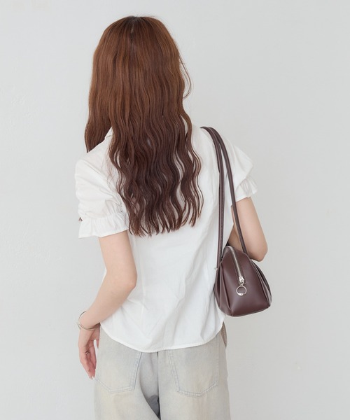 mystic(ミスティック)の「《@___s_m17 セレクト/IVO》【WEB限定NVY/新色PNK】 シャーリングシェイプシャツ(シャツ/ブラウス・レディース・ブラック/オフホワイト/アイボリー/ブルー/ネイビー/ピンク・FREE)」の12枚目の写真